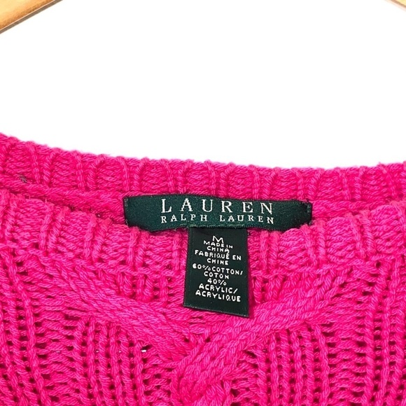 Lauren Ralph Lauren Pink Sweater Cotton Blend M - Picture 3 of 6